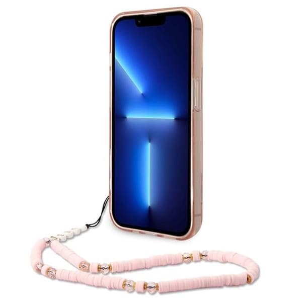 GUESS iPhone 14 Pro Skal Translucent Pearl Strap - Rosa Rosa