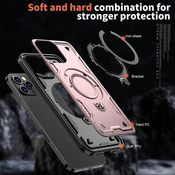 Mobilskal till iPhone 12 Pro Plast MagSafe Militärskydd - Roséguld