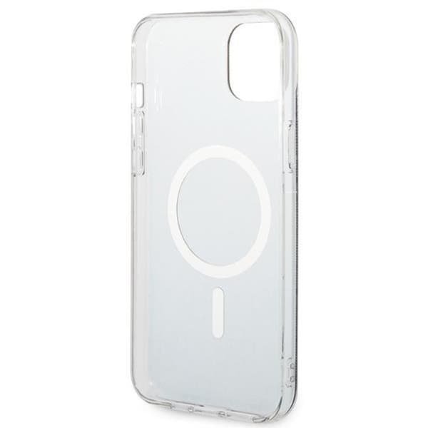 GUESS iPhone 14 Magsafe Skal 4G Print + Trådløs Oplader - Sort Black