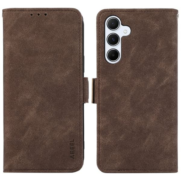 ABEEL Samsung Galaxy S25+ / S24+ Plånboksfodral Konstläder RFID-Skydd Brun