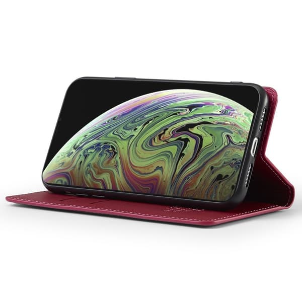 LC.IMEEKE L1 Series iPhone XS Max Plånboksfodral Konstläder - Röd