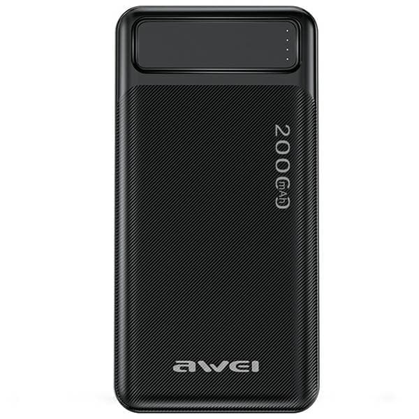 Awei Powerbank 20000mAh 2xUSB 1xUSB-C - Svart Black