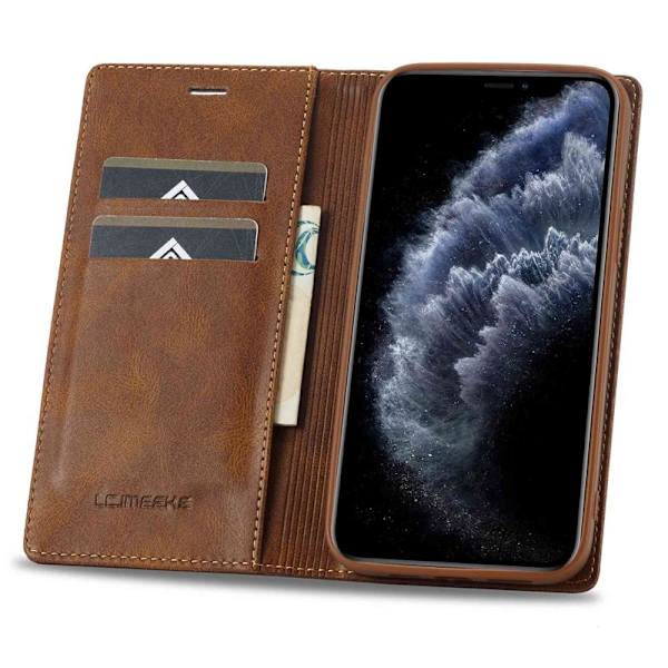 LC.IMEEKE iPhone 11 Pro Plånboksfodral Konstläder - Brun