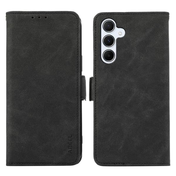 ABEEL Mobilskal till Samsung Galaxy S25 FE KonstLäder Folio Ställ - Svart