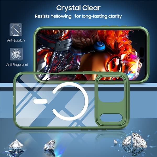 Mobilskal till iPhone 17 Pro MagSafe TPU + PC Clear - Olivgrön Grön