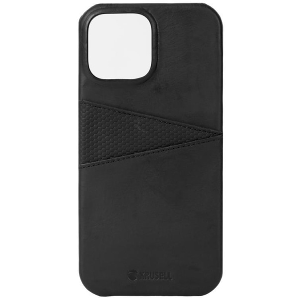Krusell iPhone 13 Case -korttikotelo aitoa nahkaa - musta