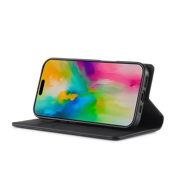 LC.IMEEKE iPhone 16 Plånboksfodral Konstläder- Svart