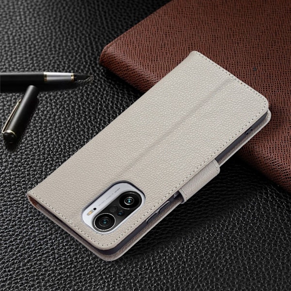 Litchi Plånboksfodral till Xiaomi Mi 11i / Poco F3 - Grå grå