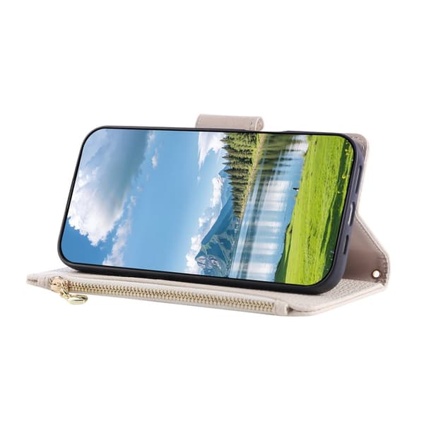 Plånboksfodral för Samsung Galaxy S26 Konstläder med handledsrem - Beige