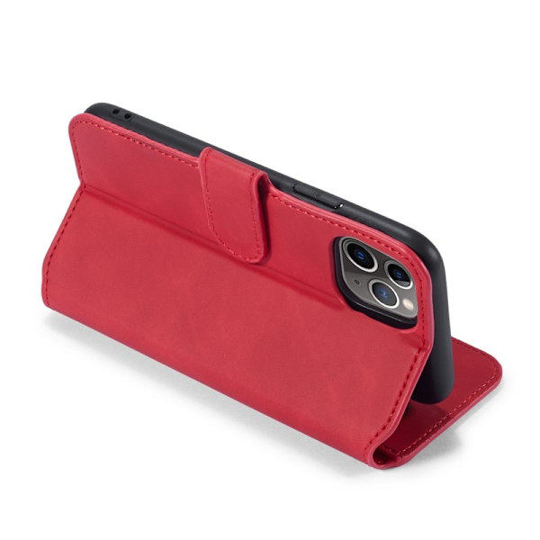 DG.MING Retro Wallet Mobilskal i Konstläder för iPhone 11 Pro Max - Röd