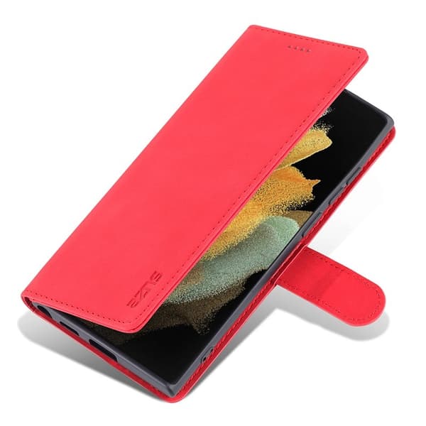 AZNS Samsung Galaxy S24 Ultra Plånboksfodral Konstläder - Röd