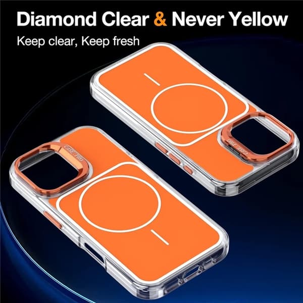 Mobilskal till iPhone 16 MagSafe Lens Kickstand med Handrem - Orange Orange
