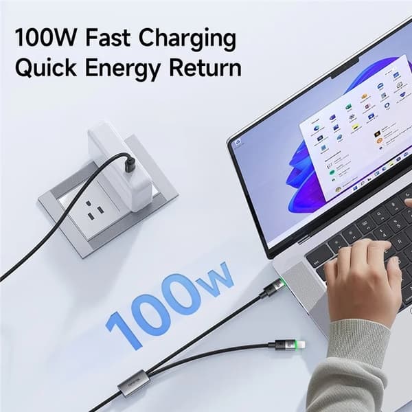 MCDODO 2in1 USB-C - USB-C/Lightning Kabel 1.5m CA-6700 - Svart Svart