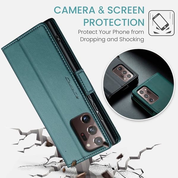 CASEME Plånboksfodral Konstläder för Samsung Galaxy Note20 Ultra - Grön
