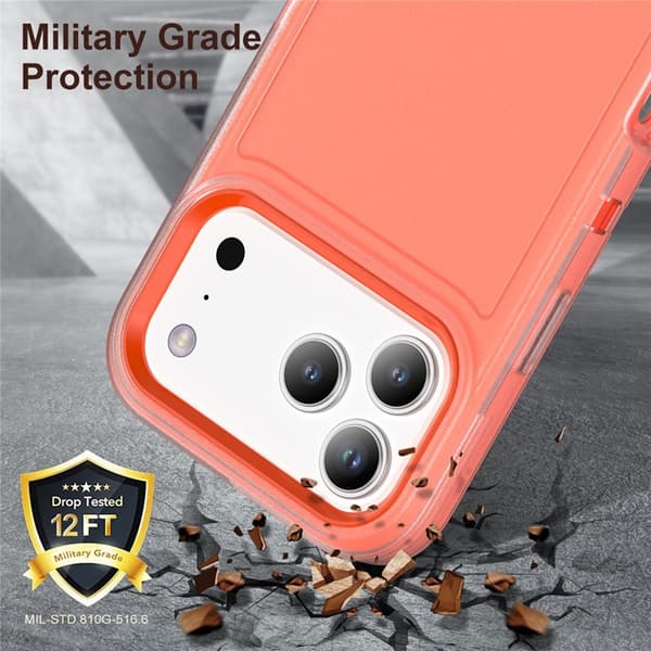 Mobilskal till iPhone 17 Pro Kickstand Silikon - Transparent/Orange Orange