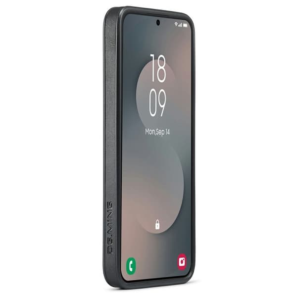 DG.MING Mobilskal till Samsung Galaxy S25 FE Anti-Drop Läder Svart