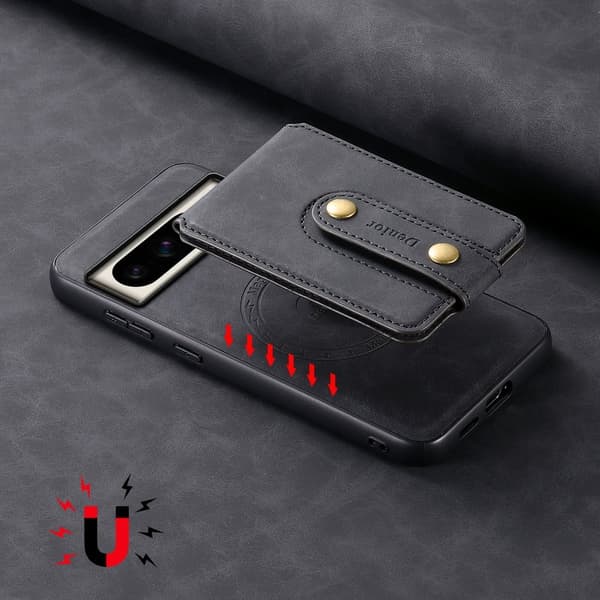 DENIOR D14 Google Pixel 8 Pro Magnetfodral Kortväska PC+TPU Svart
