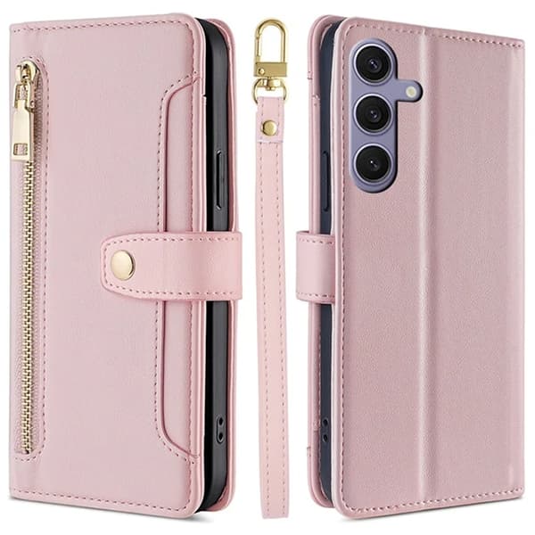 Galaxy S24 Plus Konstläder Plånboksfodral med 2 Rem - Rosa Rosa