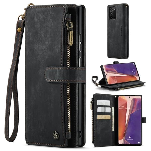 CASEME Konstläder Plånboksfodral för Samsung Galaxy Note20 5G - Svart