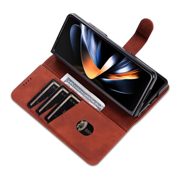 AZNS Samsung Galaxy Z Fold6 Plånboksfodral Konstläder - Brun