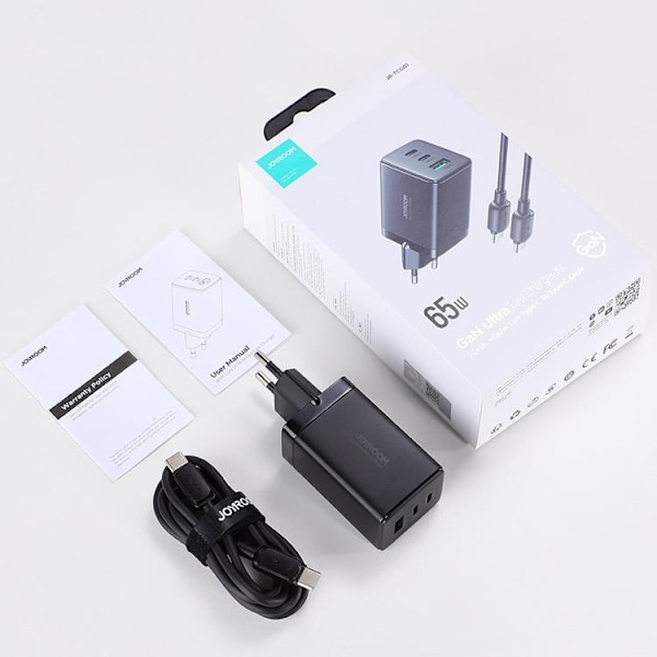 Joyroom Väggladdare GaN 65W USB/2x USB-C - Svart Svart