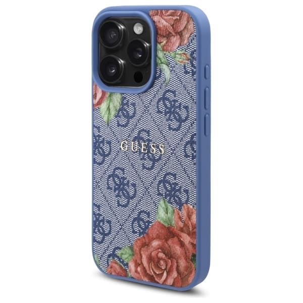 Guess telefonetui til iPhone 16 Pro MagSafe 4G Blomsterprint - Blå Blå