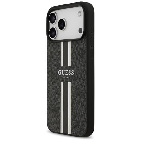 Guess telefontaske til iPhone 17 Pro Max MagSafe 4G trykte striber - sort Svart