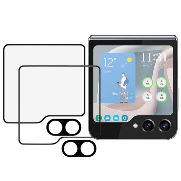 [2 kpl] Galaxy Z Flip 5 karkaistu lasi näytönsuoja - musta