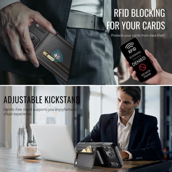 JEEHOOD J12 Mobilskal till iPhone 17 Pro Magnetisk Konstläder Svart