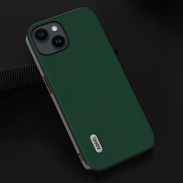 ABEEL Mobilskal till iPhone 14 Plus Shockproof Äkta Läder Grön