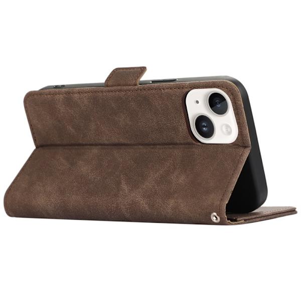 ABEEL iPhone 15 Plus Plånboksfodral Konstläder med RFID-Skydd - Brun