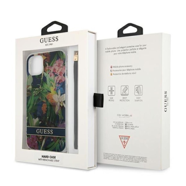 Guess iPhone 13 Skal Flower Strap - Blå