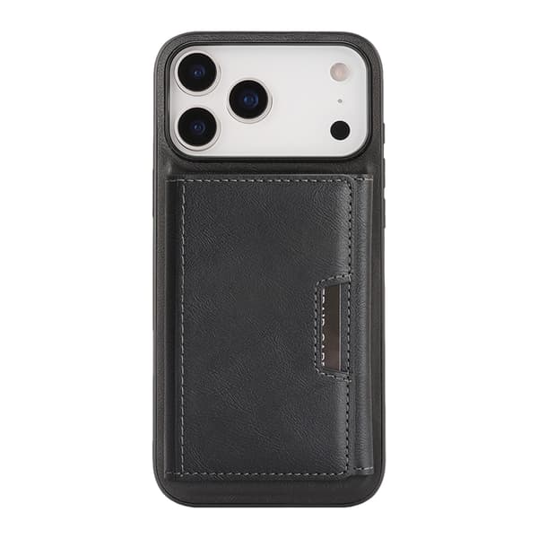 Mobilskal till iPhone 17 Pro Max MagSafe Kickstand Tri-fold Korthållare Svart