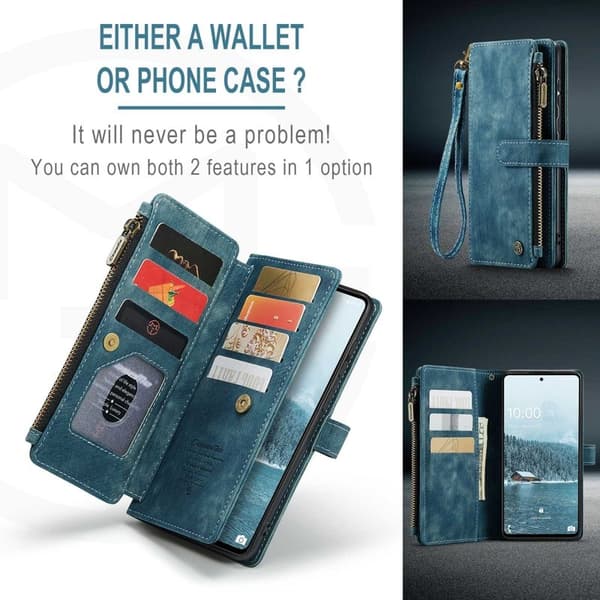 CASEME C30 Plånboksfodral för Samsung Galaxy A33 5G - Blå Konstläder