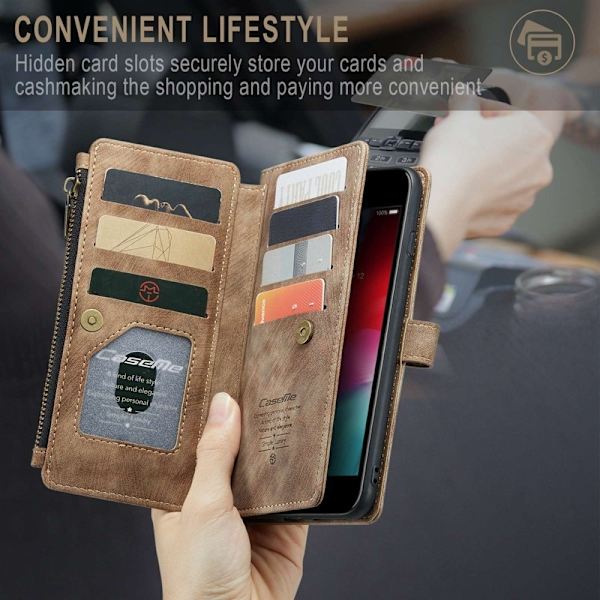 CASEME C30 Plånboksfodral för iPhone 6 Plus/6s Plus - Brun Konstläder