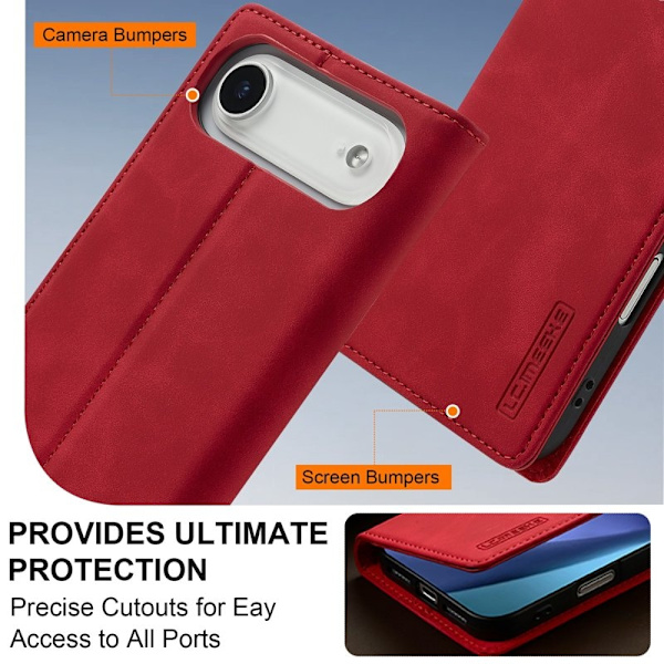 LC.IMEEKE iPhone Air Plånboksfodral Konstläder- Röd