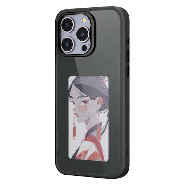 Mobilskal till iPhone 14 Pro E Ink 4-Color Display Customized Svart