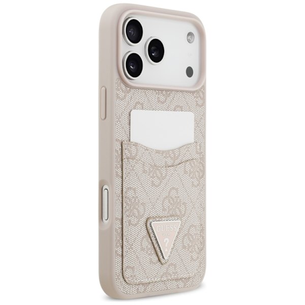 Guess Mobilskal till iPhone 17 Pro Max 4G Double Card Triangle Rosa