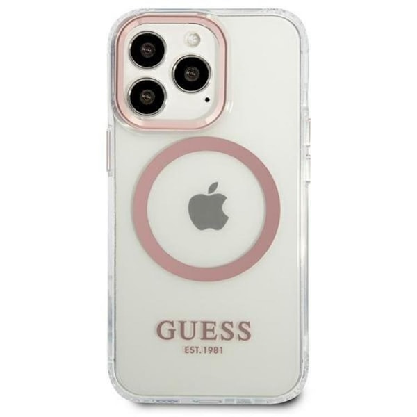 Guess iPhone 13 Pro Skal Magsafe Metal Outline - Rosa