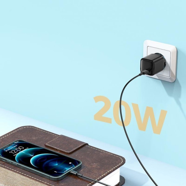 Joyroom Fast seinälaturi USB Type-C 20W PD QC 3.0 AFC - musta Black