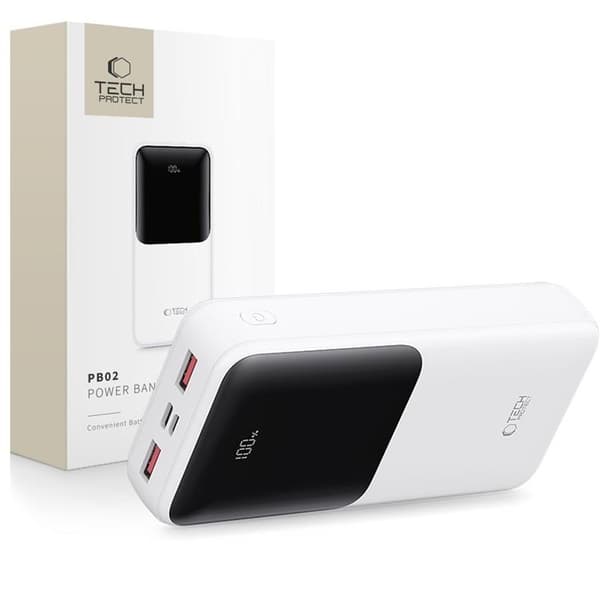 Tech-Protect Powerbank 20000mAh 22.5W - Hvid Vit