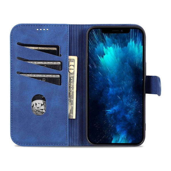 AZNS iPhone 14 Plus Plånboksfodral Konstläder - Stöttålig - Blå