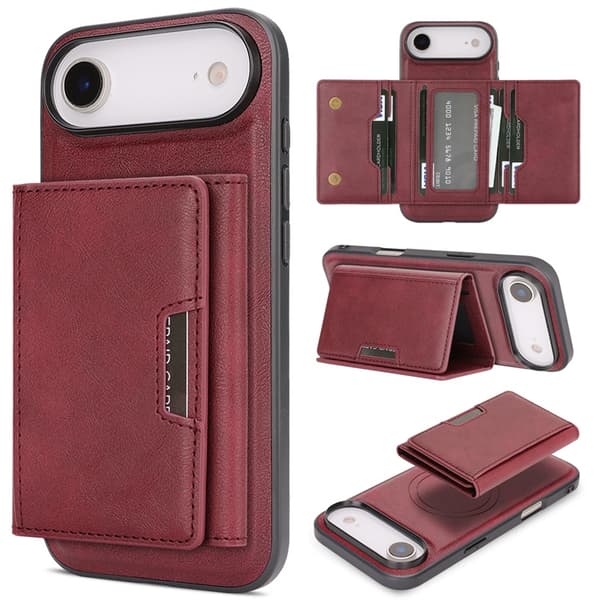 Mobilskal till iPhone Air MagSafe Kickstand Tri-fold Korthållare Röd