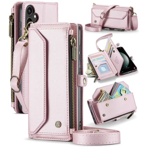 CASEME Plånboksfodral Konstläder för Samsung Galaxy S23 FE - Rosa