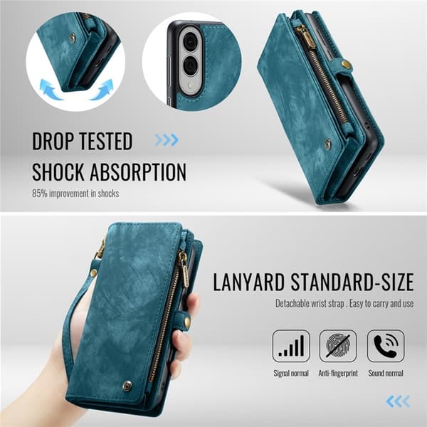CASEME Galaxy S25 Edge Plånboksfodral Med Rem - Blå Blå