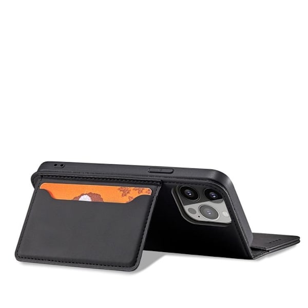 iPhone 13 Pro Plånboksfodral Magnet Stand - Svart Svart
