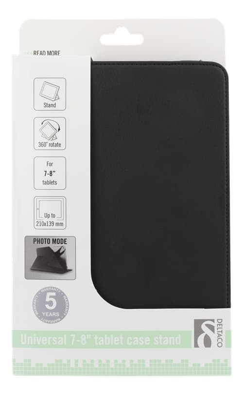 DELTACO Universal tablet etui, 7/8" - sort Black