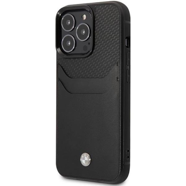 BMW iPhone 14 Pro Kortholder Mobilskal Læder - Sort Black