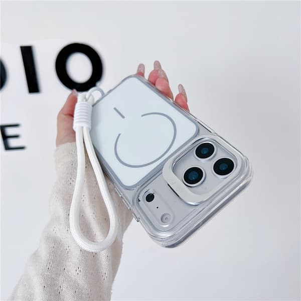 Mobilskal till iPhone 17 Pro MagSafe med Handrem Lens Kickstand - Vit Vit