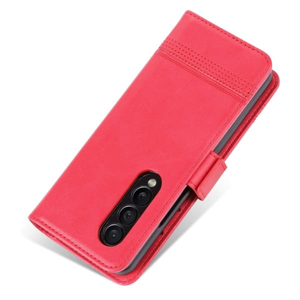 AZNS Samsung Galaxy Z Fold4 Plånboksfodral Konstläder - Röd